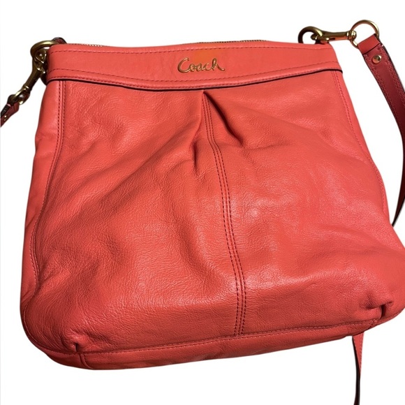 Coach Ashley Leather Convertible Hobo Bag - Coral Orange - Picture 13 of 15